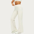 HIGH WAIST FLARE LEG ACTIVE PANTS WITH SCULPTING FIT AND CONTRAST SEAM DETAILING